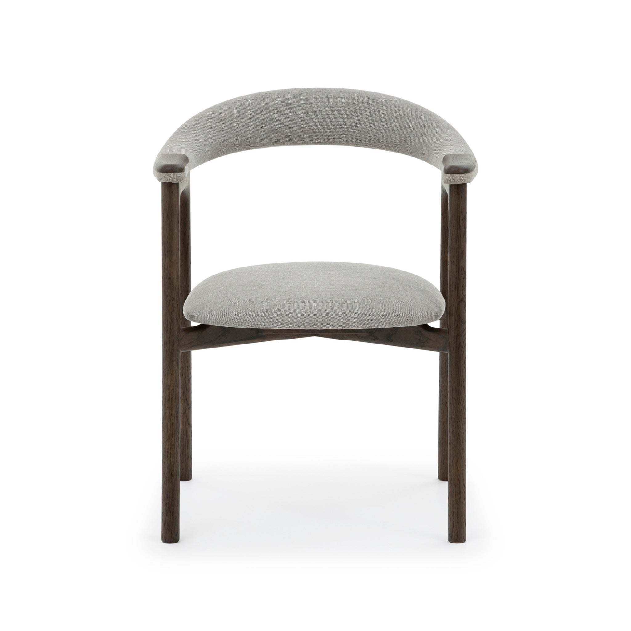 Franz – Timeless Oak Dining Chair, Espresso matte lacquer frame with curved Vico Fabric seat, front view, gallery position 1, Tool-Franz-Espresso-Vico-2.jpg
