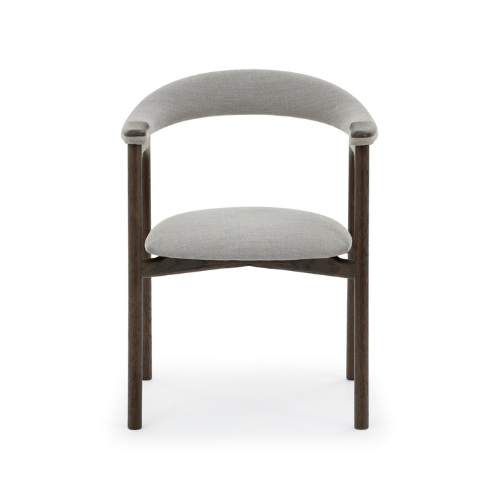 Franz – Timeless Oak Dining Chair, Espresso matte lacquer frame with curved Vico Fabric seat, front view, gallery position 1, Tool-Franz-Espresso-Vico-2.jpg
