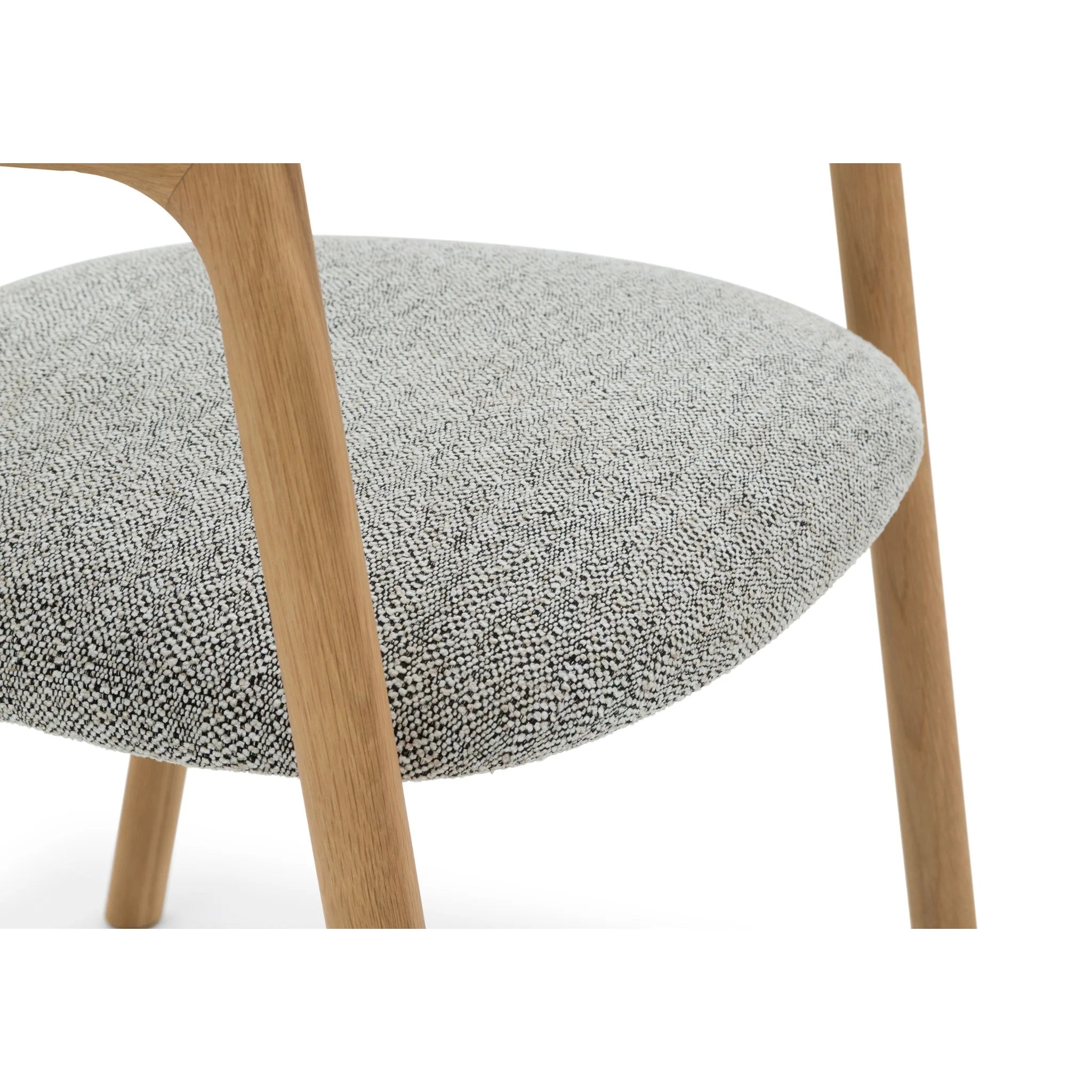 Franz – Timeless Oak Dining Chair, Noel Fabric close-up of textured Noel fabric seat and natural solid oak frame in minimalist Scandinavian style, gallery 1