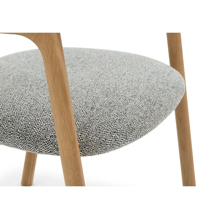 Franz – Timeless Oak Dining Chair, Noel Fabric close-up of textured Noel fabric seat and natural solid oak frame in minimalist Scandinavian style, gallery 1