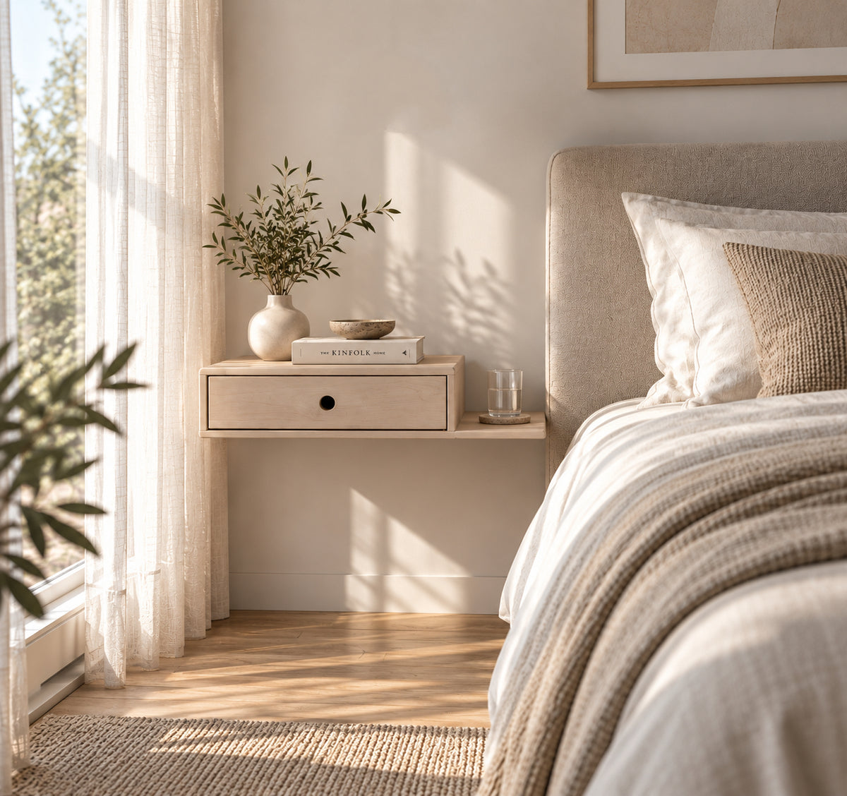 Floating Nightstand Hope - White Beech