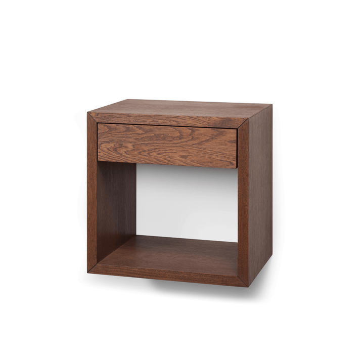Hugo Floating Nightstand in Walnut Beech with Drawer and a Shelf, wall-mounted design, minimalist style, gallery position 1 file 15-1.png