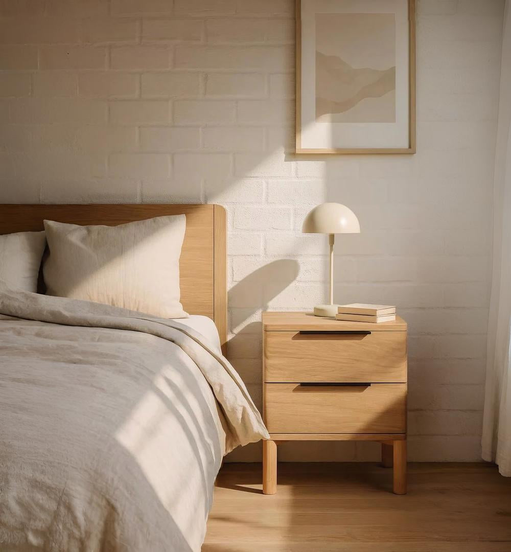 Harry - Handmade American Oak Nightstand: Soft-Close Drawers - Natural Matte Lacquer Finish