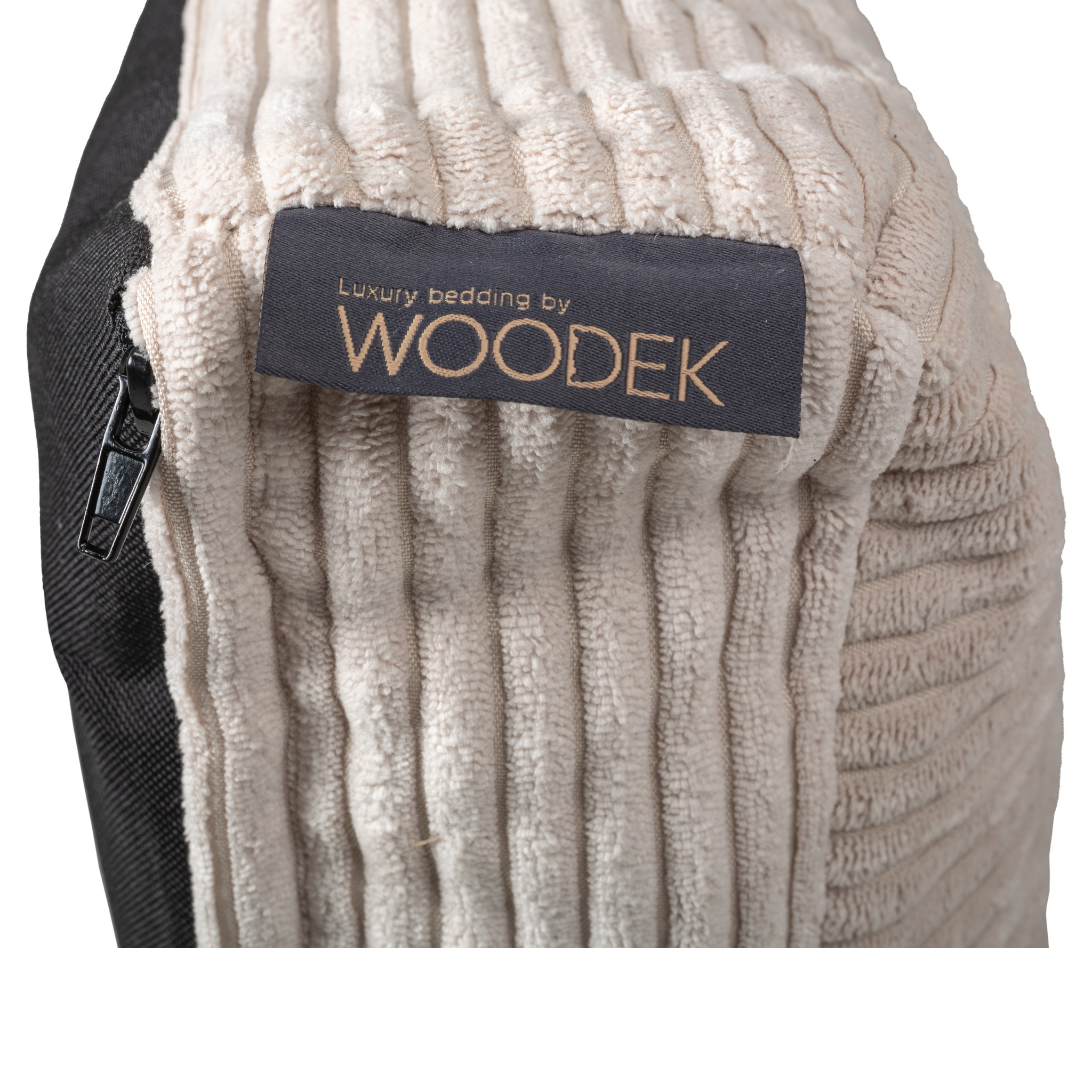 Woodek logo on a beige mattress meant for your furry beloved ones