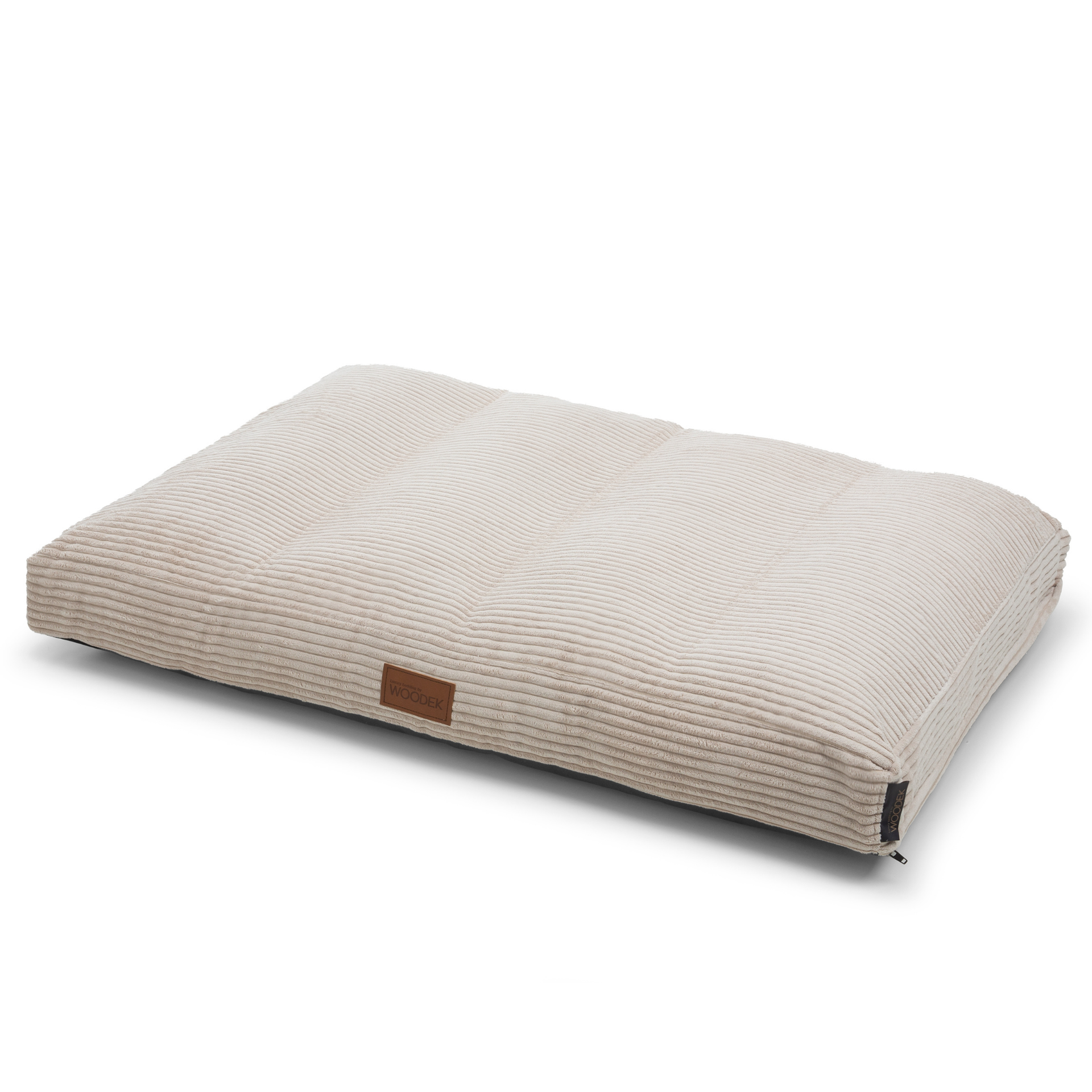 Soft and plush beige dog mattress designed for ultimate comfort, with a sleek, washable cover for easy maintenance