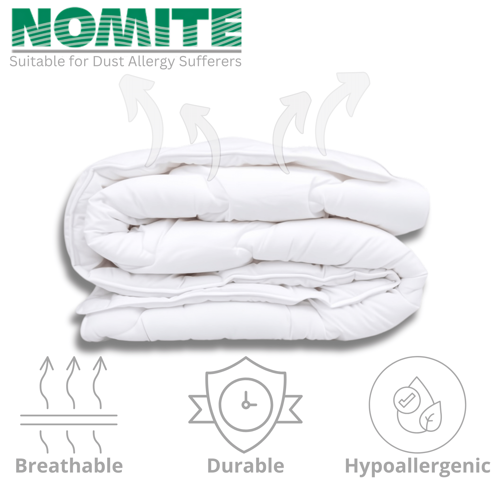 Luxury Down Alternative Hypoallergenic Primaloft Comforter, 90x96 Inches folded with breathable, durable, and hypoallergenic Nomite certification graphic, gallery 1