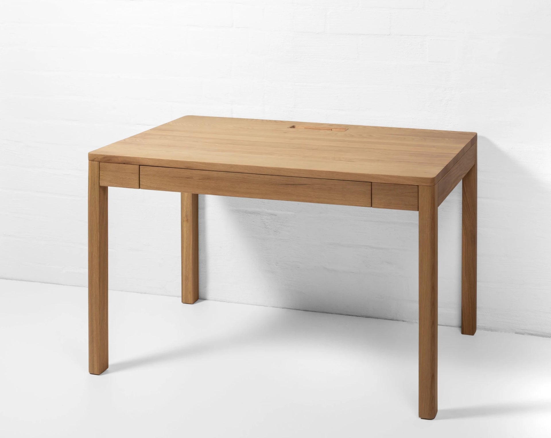 Modern Oak Writing Desk Franz with natural solid oak surface and clean lines in minimalist Scandinavian design