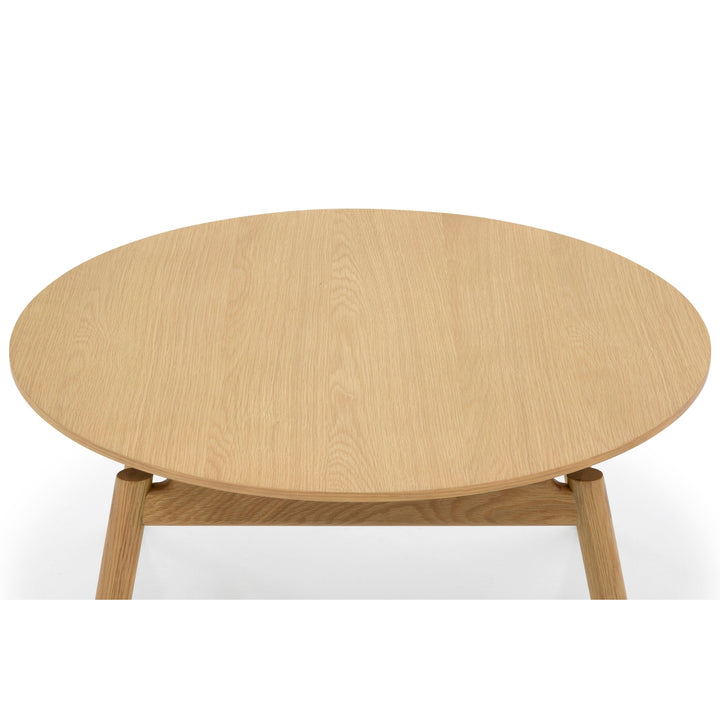 Natural oak coffee table with timeless design and practical raised legs for easy cleaning