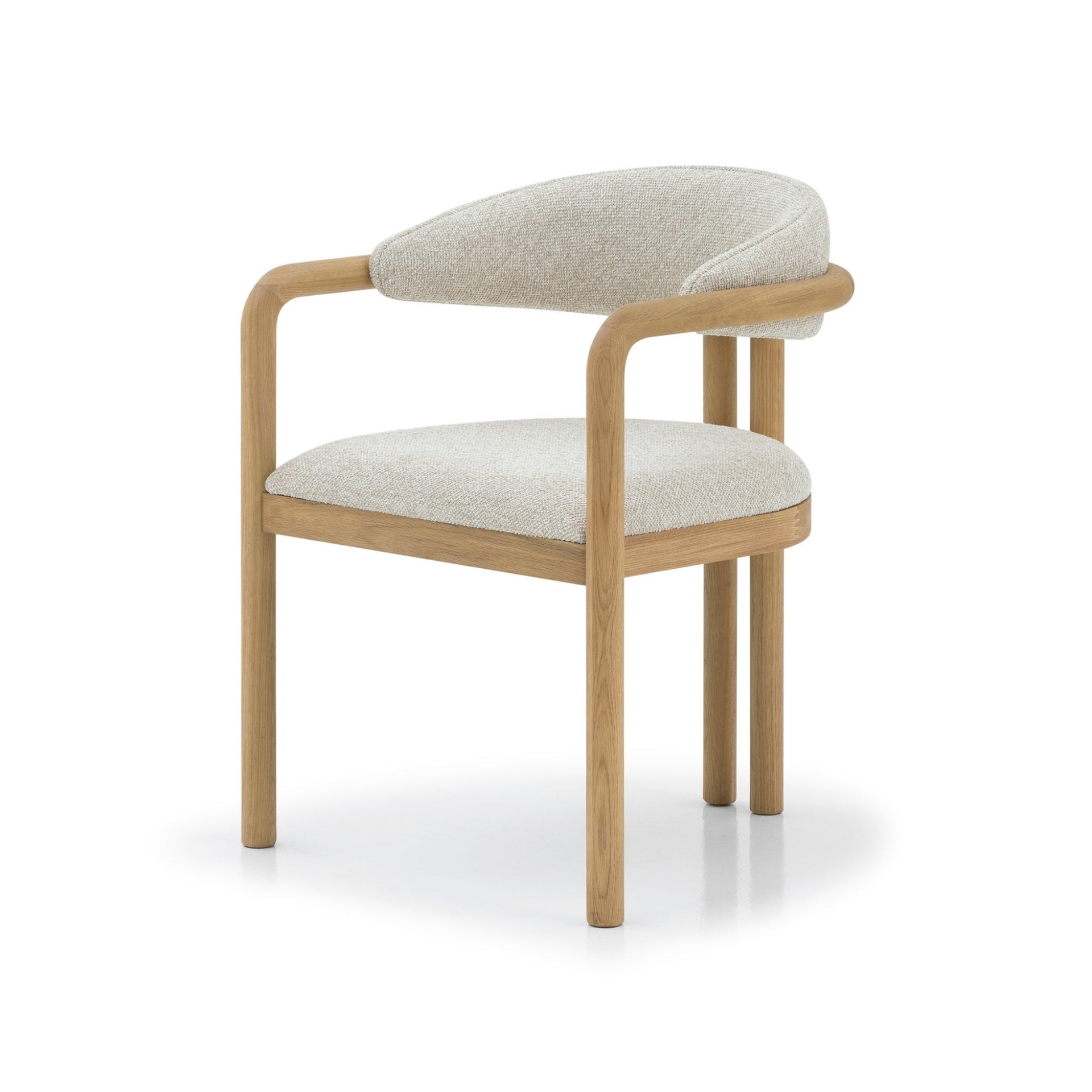 Nature solid oak designer chair with curved silhouette and soft upholstered seat