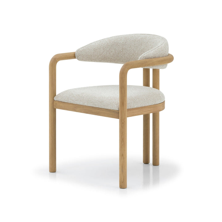 Nature solid oak designer chair with curved silhouette and soft upholstered seat