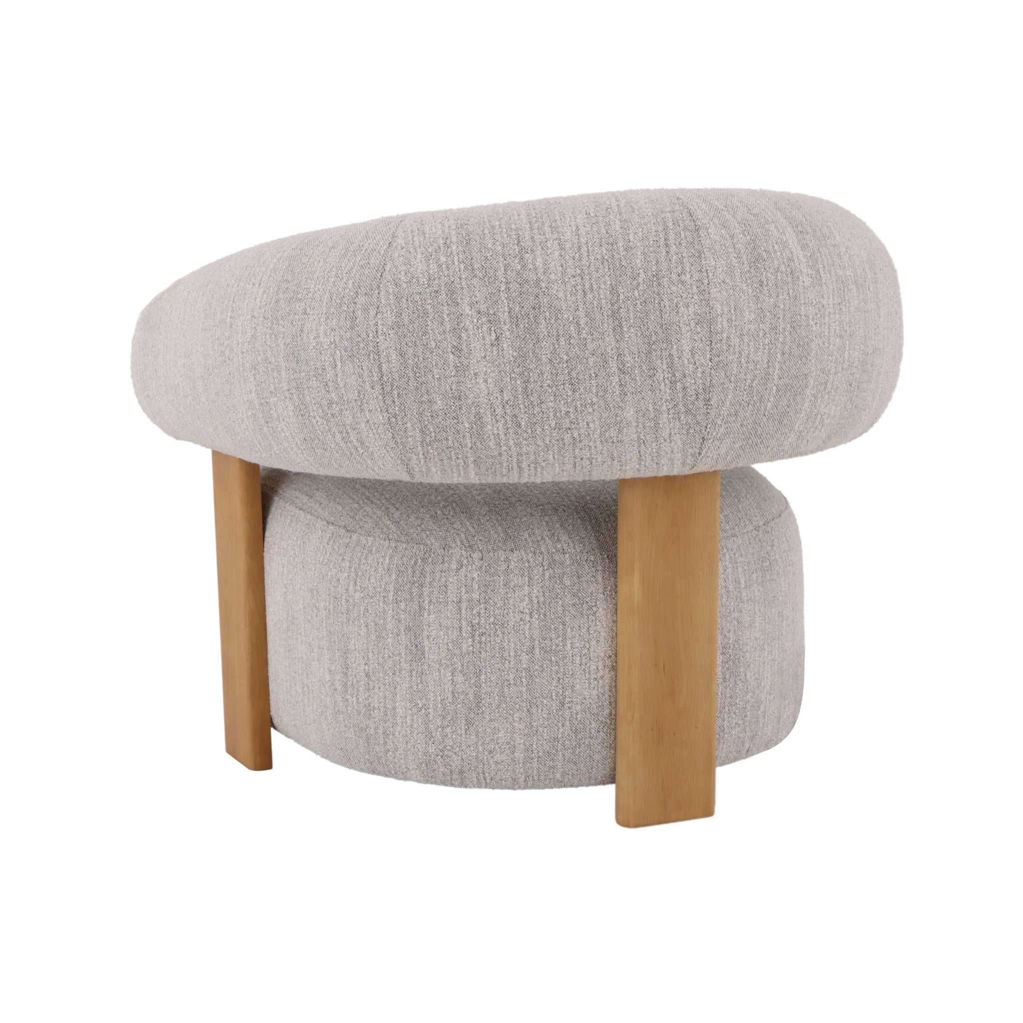 Nature – Light Grey Fabric Armchair with Oak Legs side view highlighting rounded cushions and solid natural oak legs, gallery position 1, Tugitool-Nature-Leigh-Helehall-4.webp