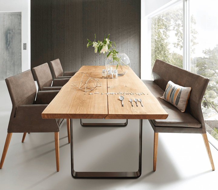 Oaken handcrafted solid oak dining table with natural oil-wax finish and unique wood grain