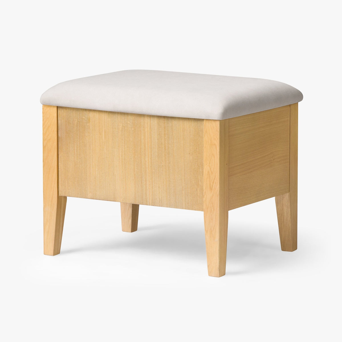 Oslo Oak Bench 21.7" – Beige Fabric with natural solid oak base and smooth light beige leather seat