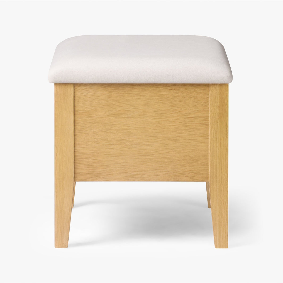 Oslo Oak Bench 21.7" – Beige Fabric with solid natural oak legs and smooth beige leather seat, minimalist Scandinavian style