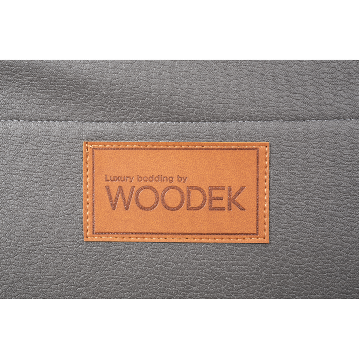 2 in 1 pet mattress and pet bag in grey colour, logo detail