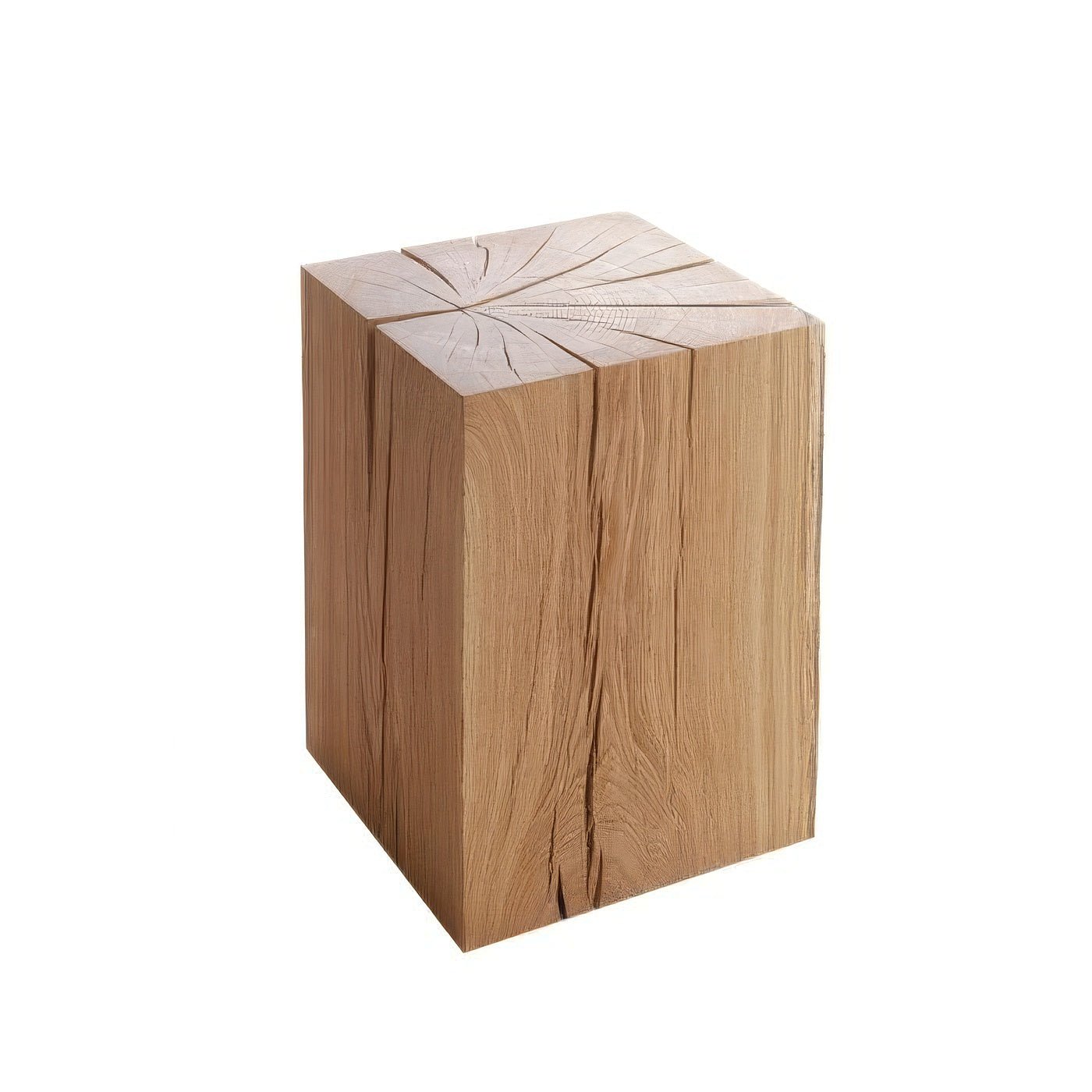 Real American oak woodpile with natural grain and angular decorative design