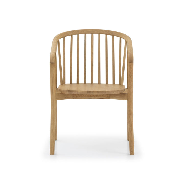 Saga American White Oak Dining Chair - rounded frame and natural wood grain, handcrafted solid oak construction