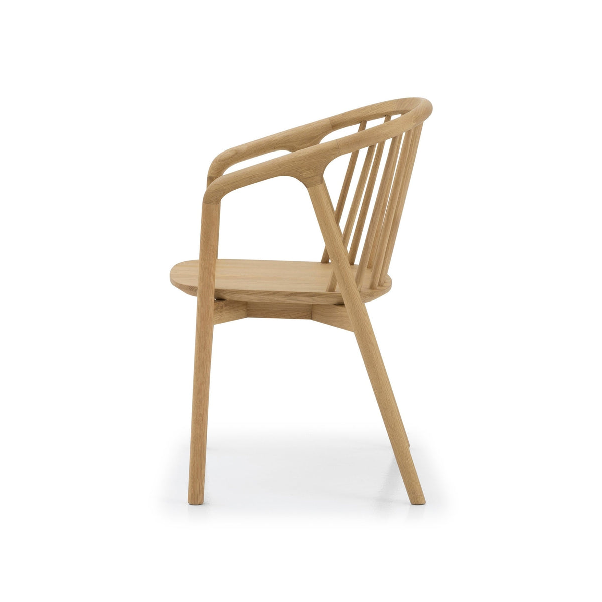 Saga Classic American White Oak Dining Chair - spindle back design and matte lacquer finish, 3/4 view
