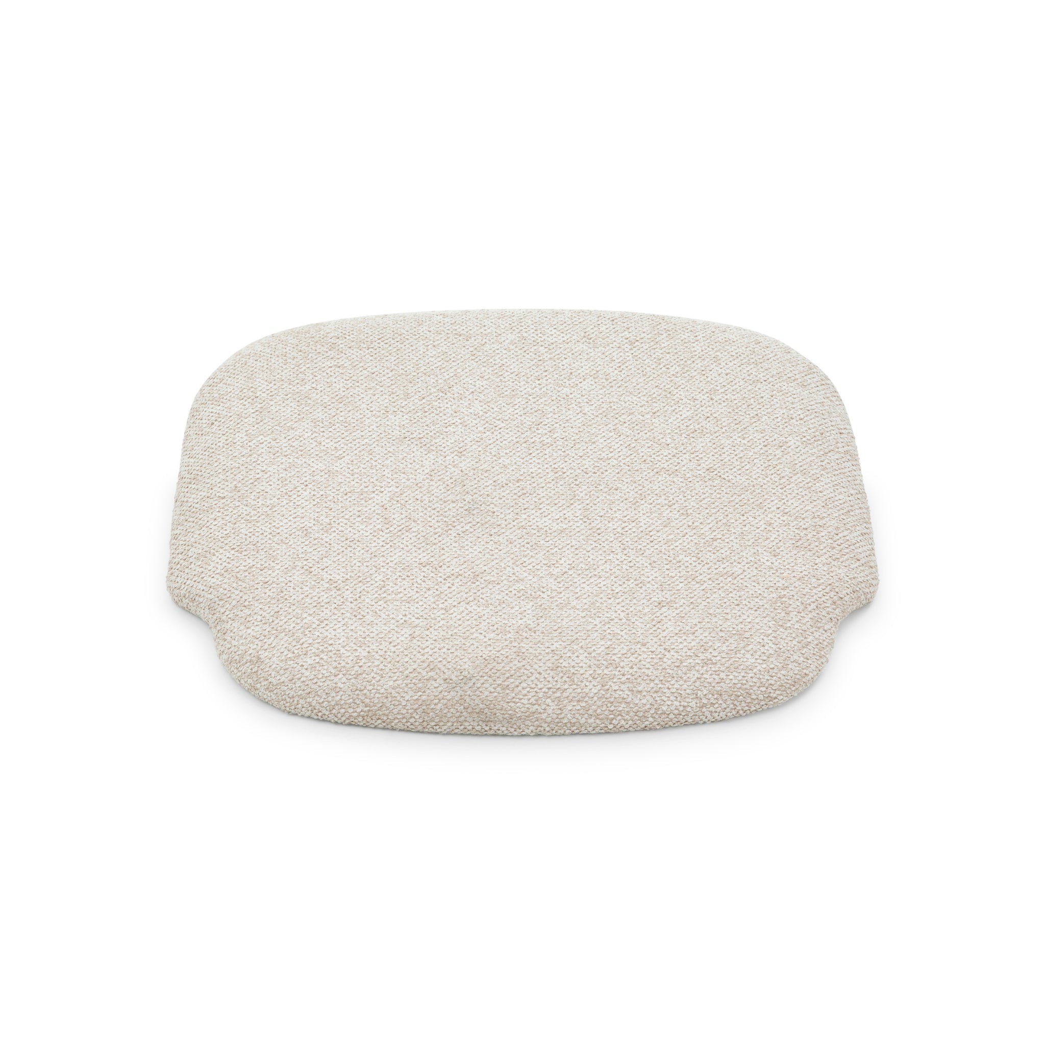 Saga - Classic Oak Dining Chair with Cobble Seat Pad cushion in textured beige fabric, close-up of seat pad, gallery position 1