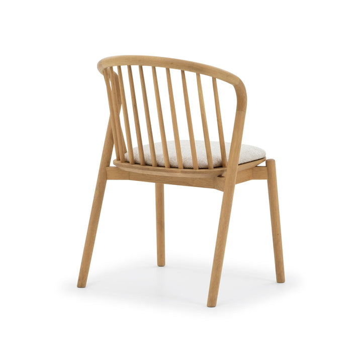 Saga American White Oak dining chair with Cobble seat pad, rear three-quarter view