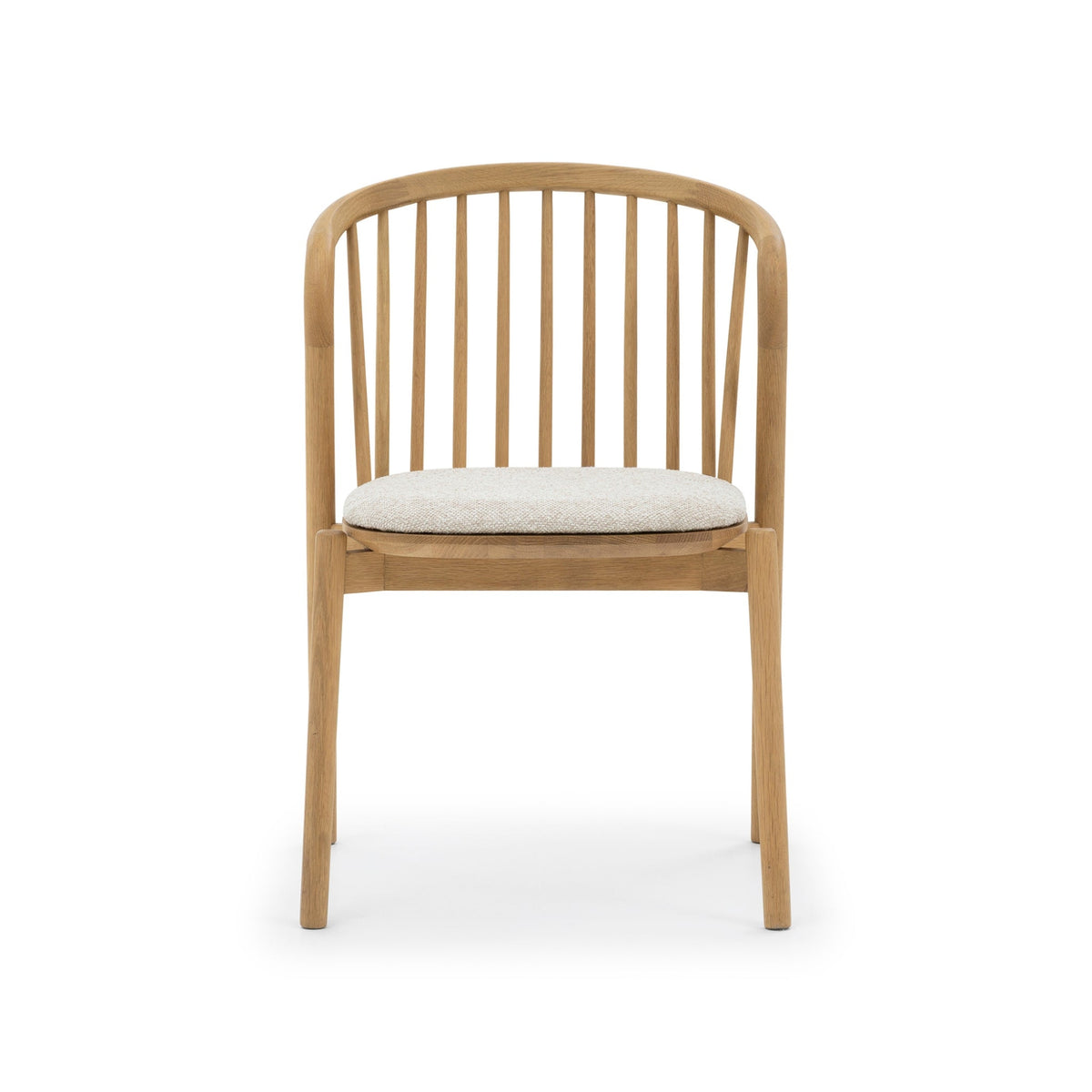 Saga American White Oak dining chair with Cobble seat pad, straight front view