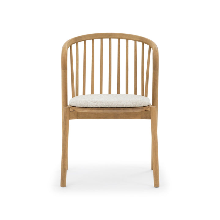 Saga American White Oak dining chair with Cobble seat pad, straight front view