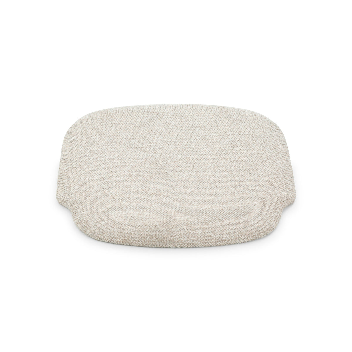 Saga Cobble seat pad close-up, textured beige fabric on American white oak chair