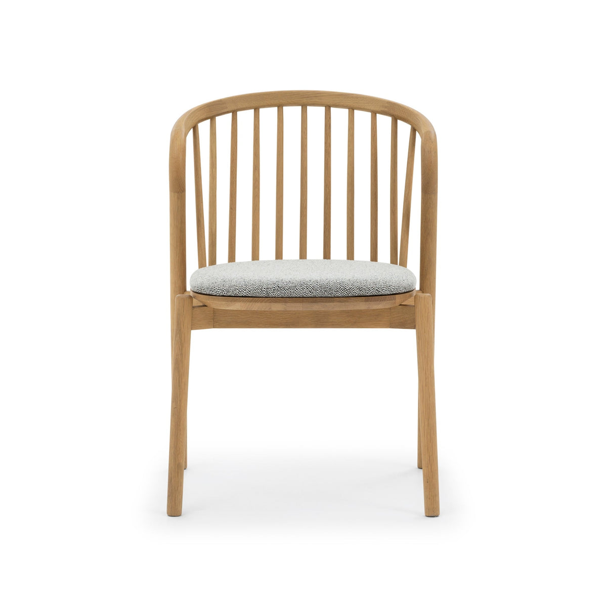 Saga American White Oak dining chair with Noel seat pad, matte finish, full side view