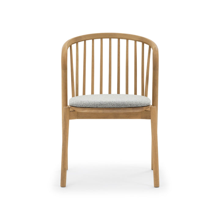 Saga American White Oak dining chair with Noel seat pad, matte finish, full side view