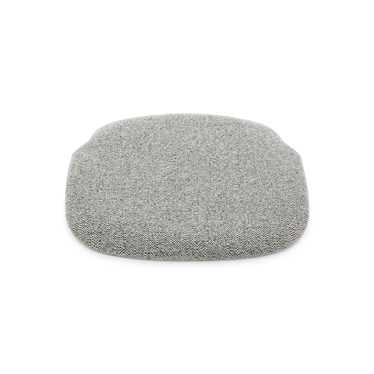 Saga Noel seat pad close-up, light grey textured fabric on American white oak chair