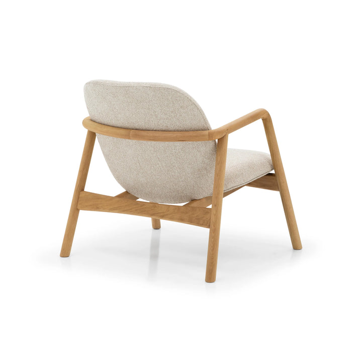 Theo Armchair – Cobble Fabric rear angle with curved natural oak frame and soft textured cobble upholstery, gallery position 1, Tugitool-Theo-Cobble-4.webp