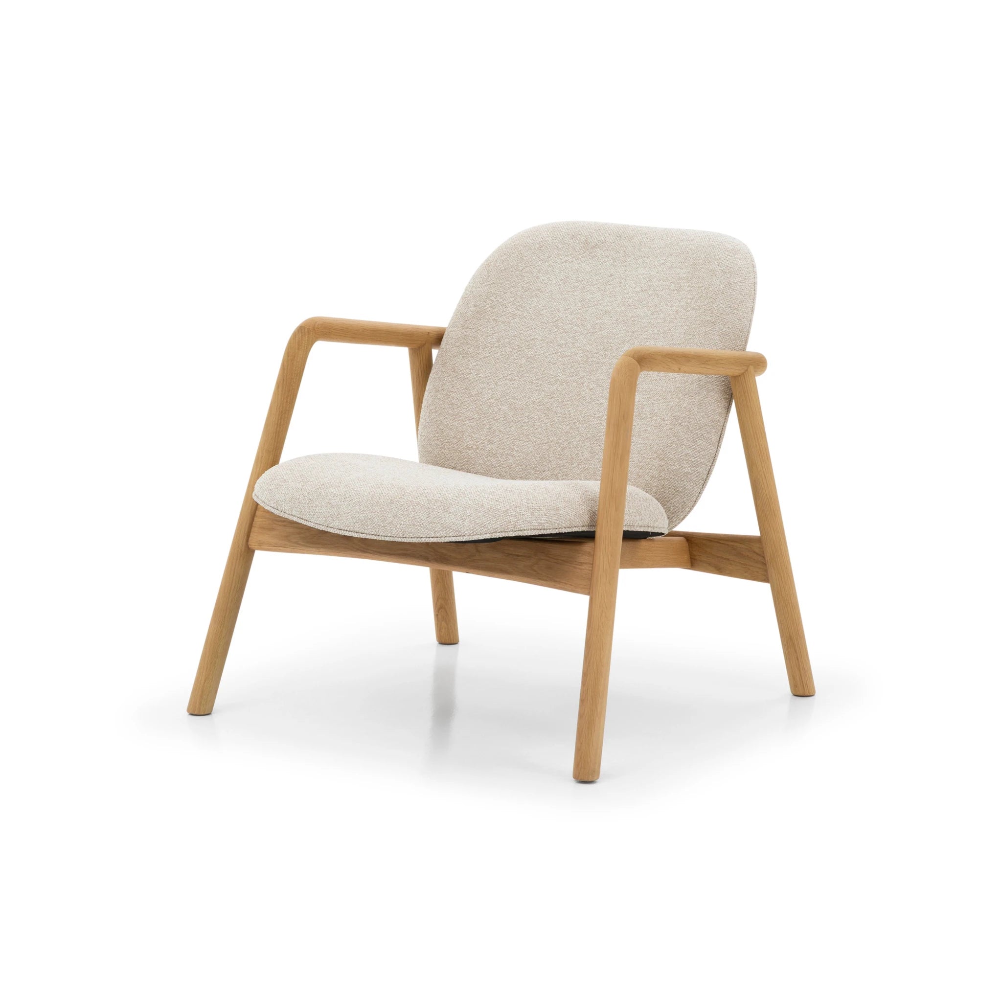 Theo Armchair – Cobble Fabric with minimalist solid oak frame and light textured upholstery, gallery position 1, Tugitool-Theo-Cobble.webp