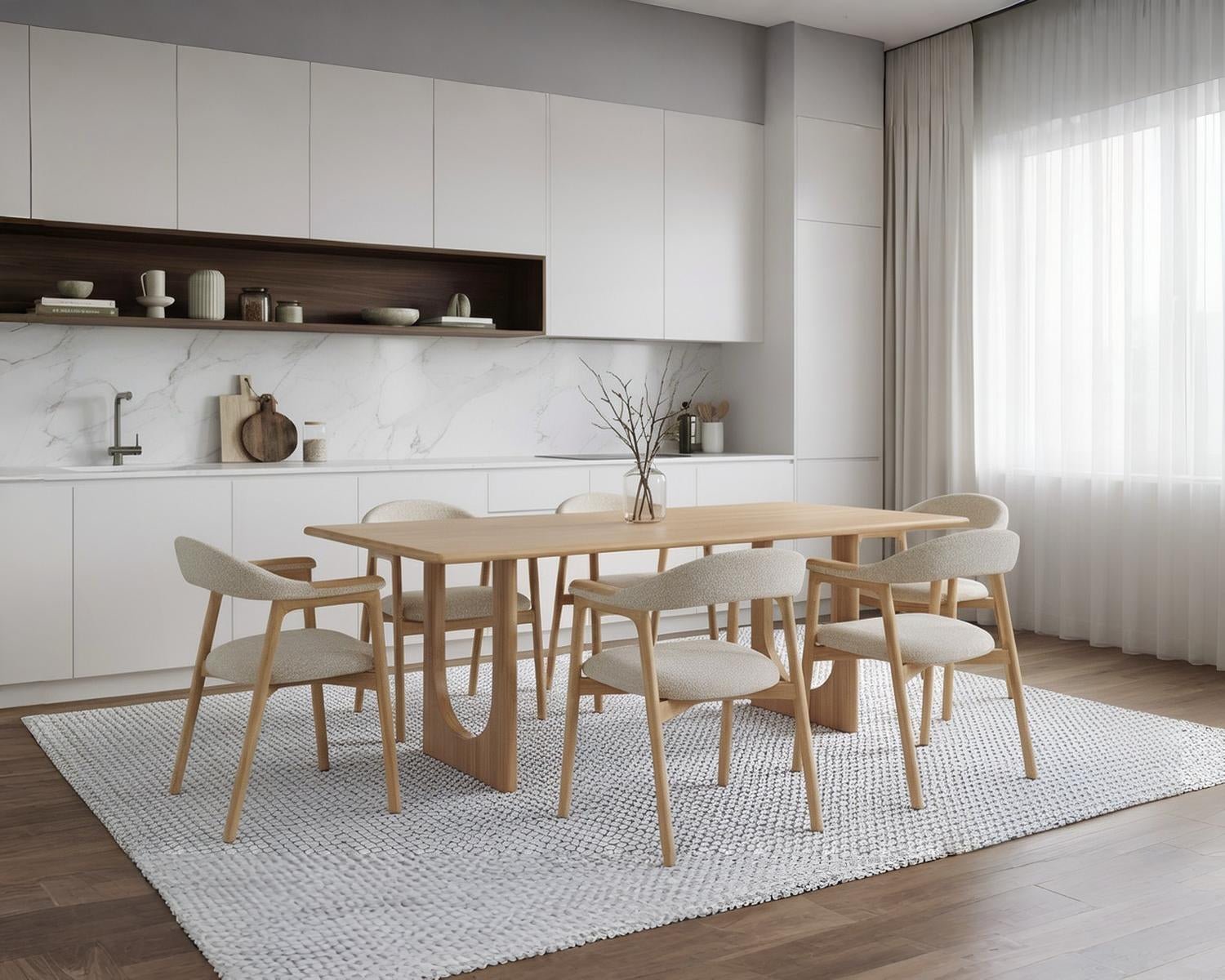 THEO Extendable Dining Table – Handcrafted Solid Oak Hardwood in minimalist dining room with natural light and light wood chairs, gallery position 1 remove_the_logo_from_bottom_righ-08.jpg