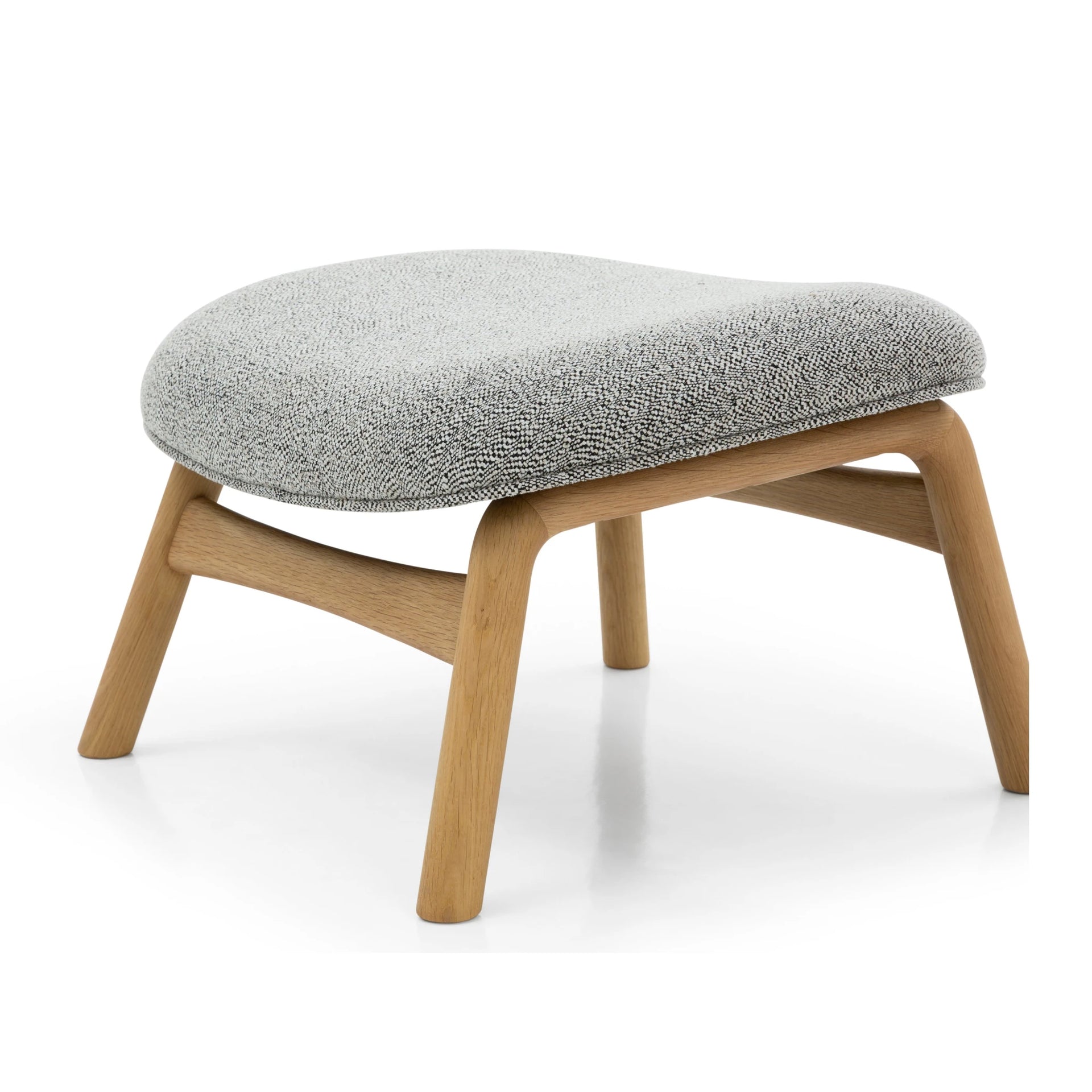 American oak footstool with matte finish and Noel patterned fabric seat