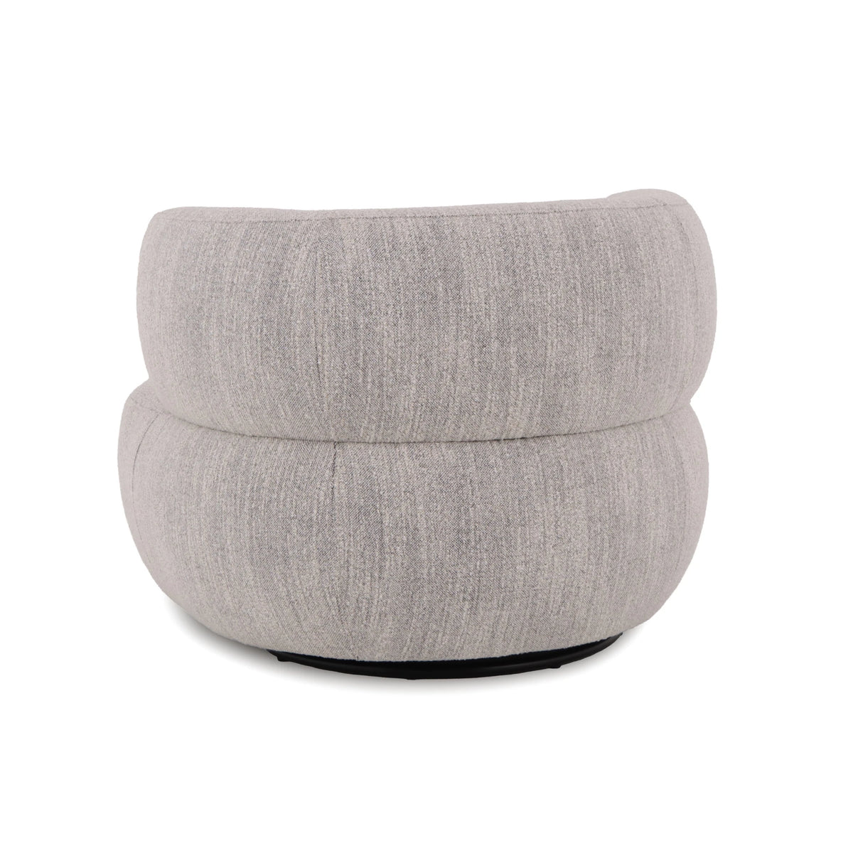 Contemporary swivel lounge chair in grey upholstery with natural oak detailing