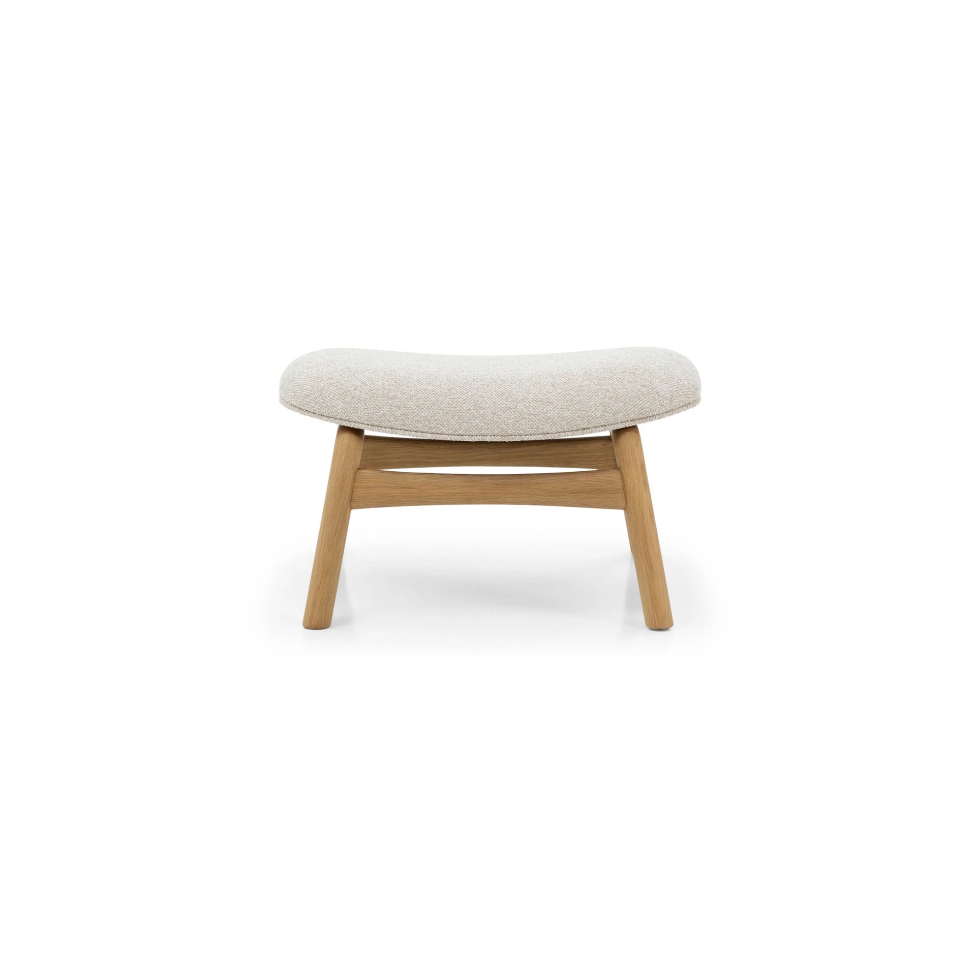 Cobble fabric upholstered footstool with solid American oak frame