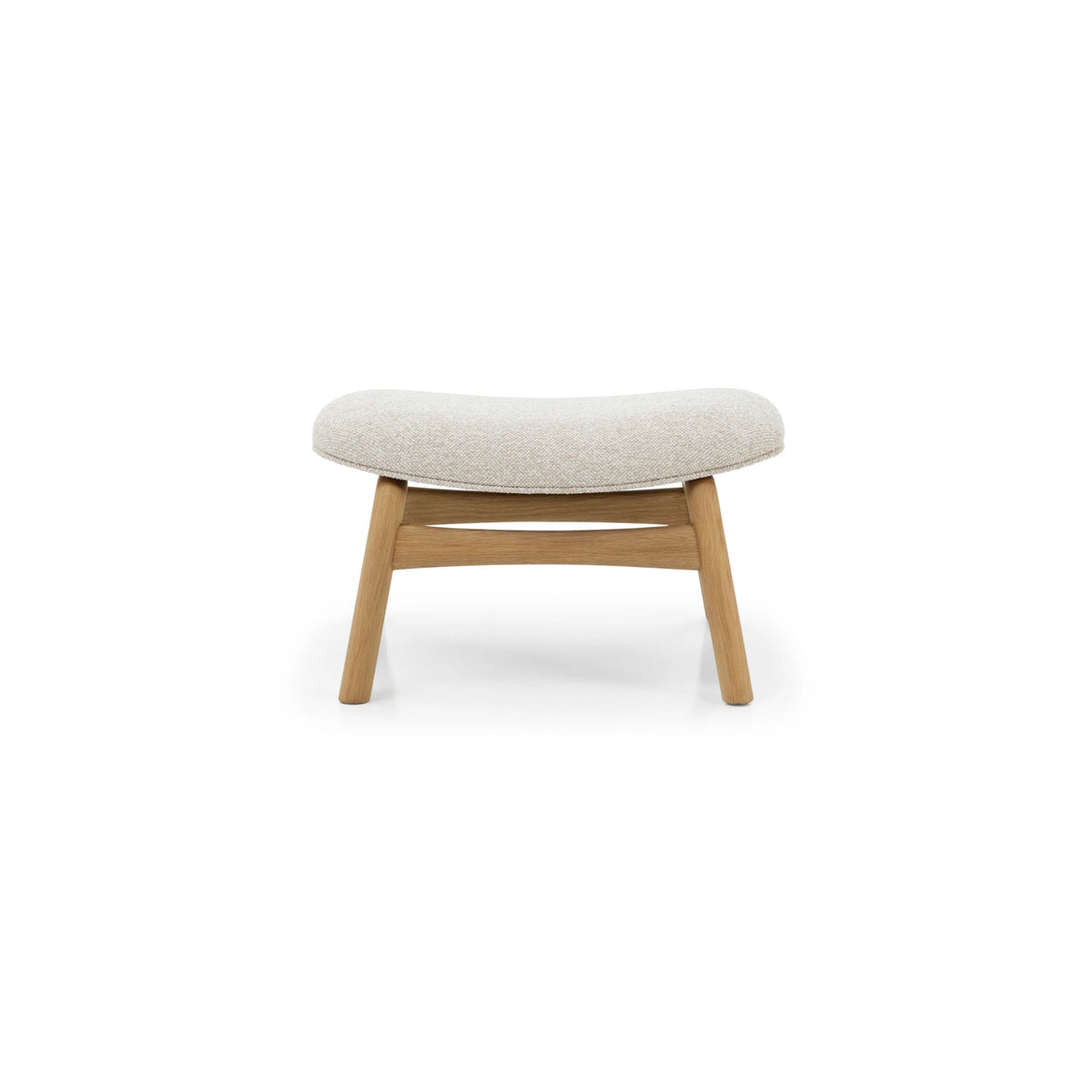 Cobble fabric upholstered footstool with solid American oak frame