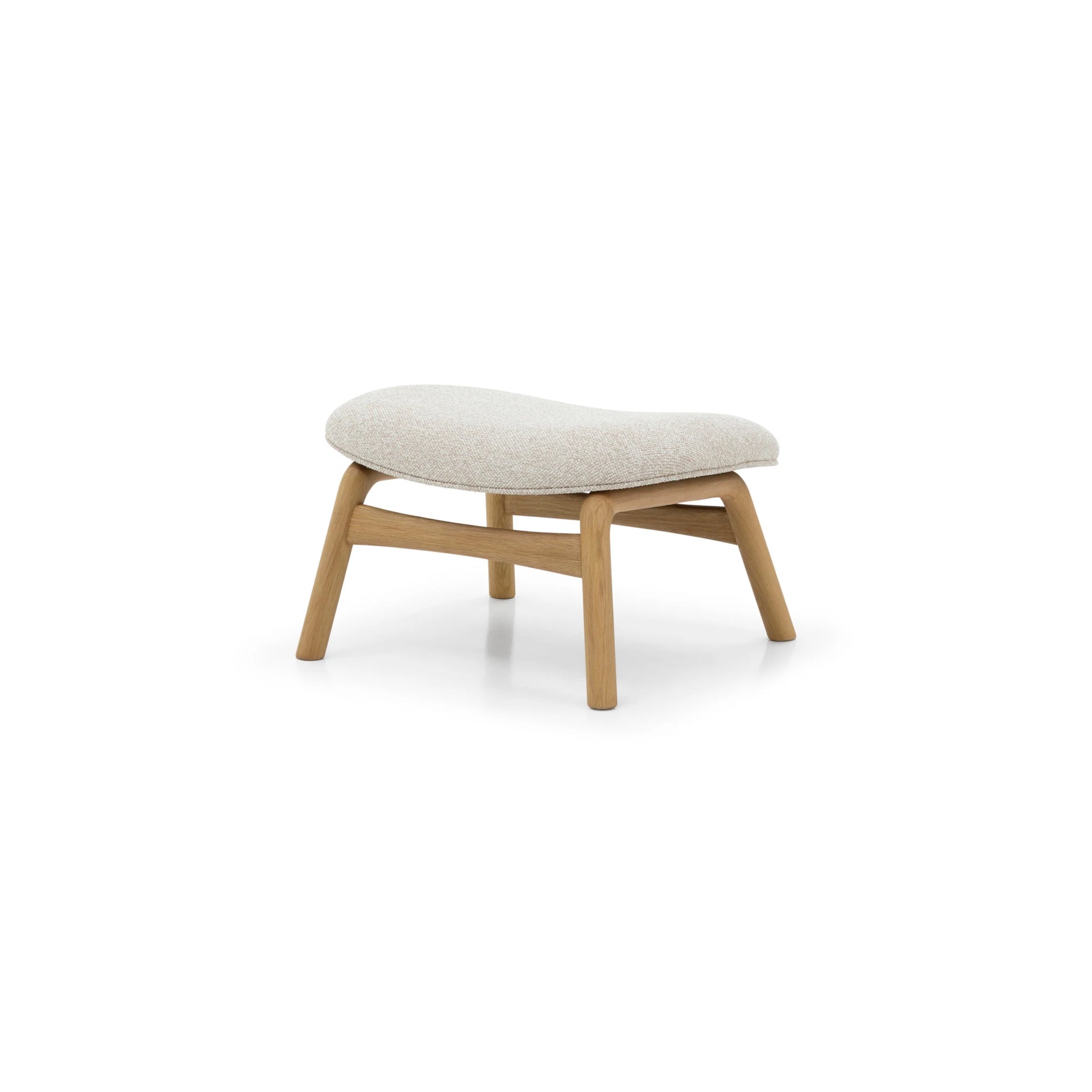 Theo oak footstool with cobble fabric cushion and matte finish base
