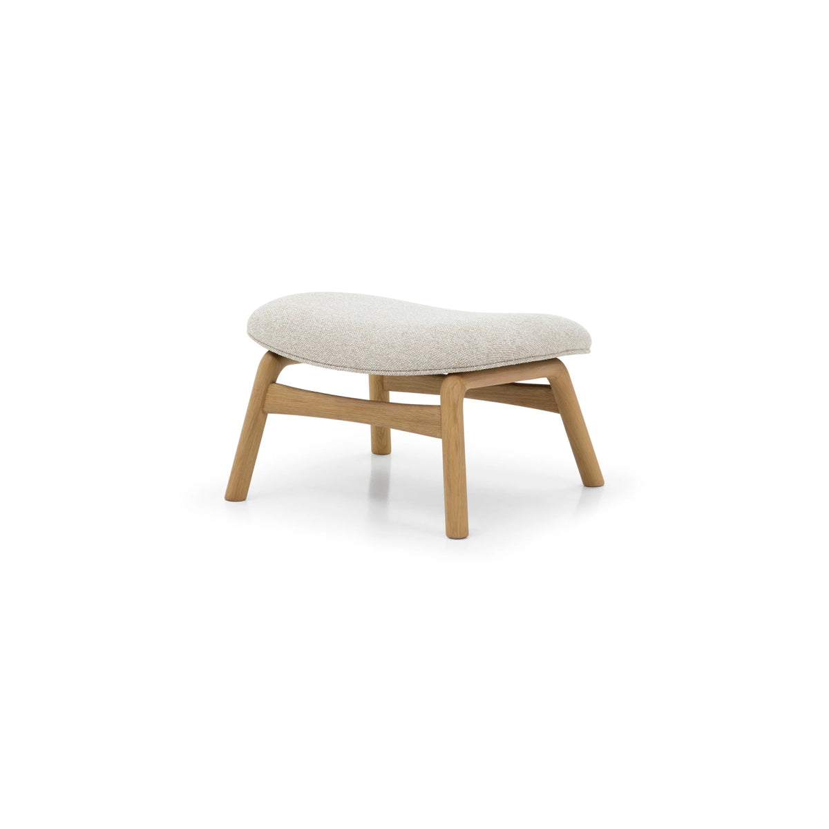 Theo oak footstool with cobble fabric cushion and matte finish base