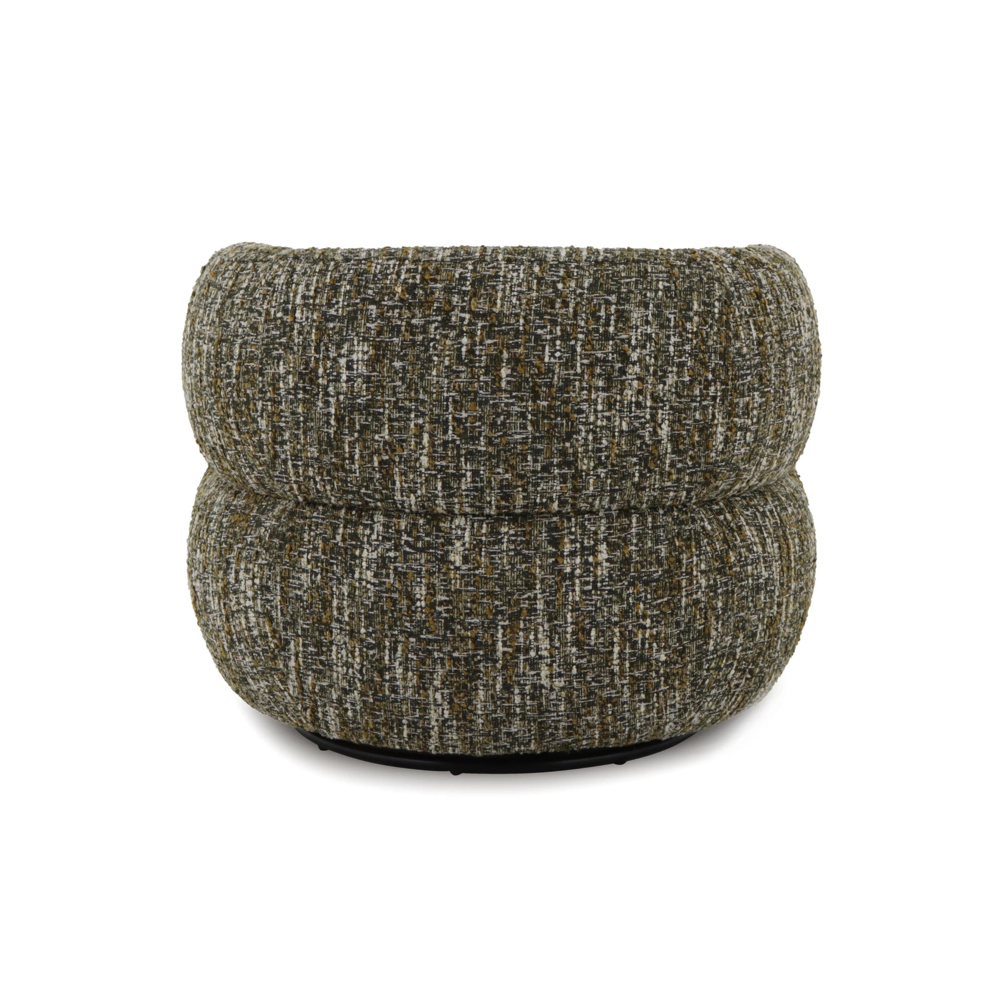 Theo – Swivel Armchair with Wooden Accents in textured green fabric with a rounded, sculptural silhouette, gallery position 1 Theo-Poorlev-Tugitool-roheline-5.webp
