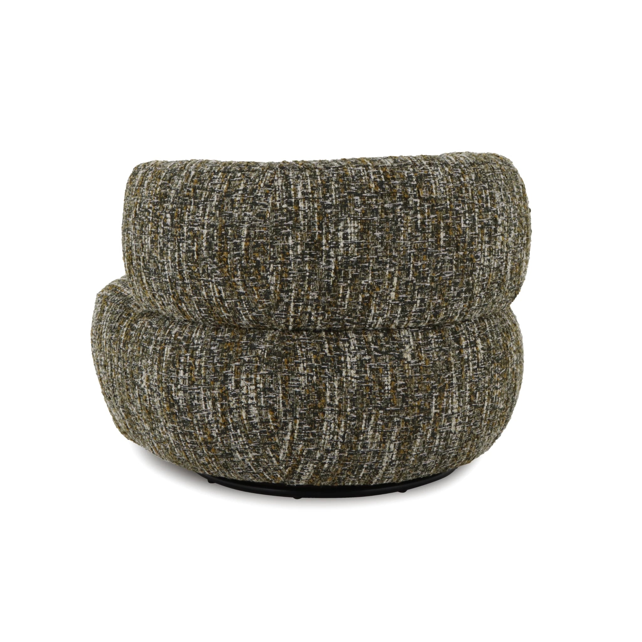 Theo – Swivel Armchair with Wooden Accents in textured green fabric with plush rounded cushions, gallery position 1 Theo-Poorlev-Tugitool-roheline-4.webp