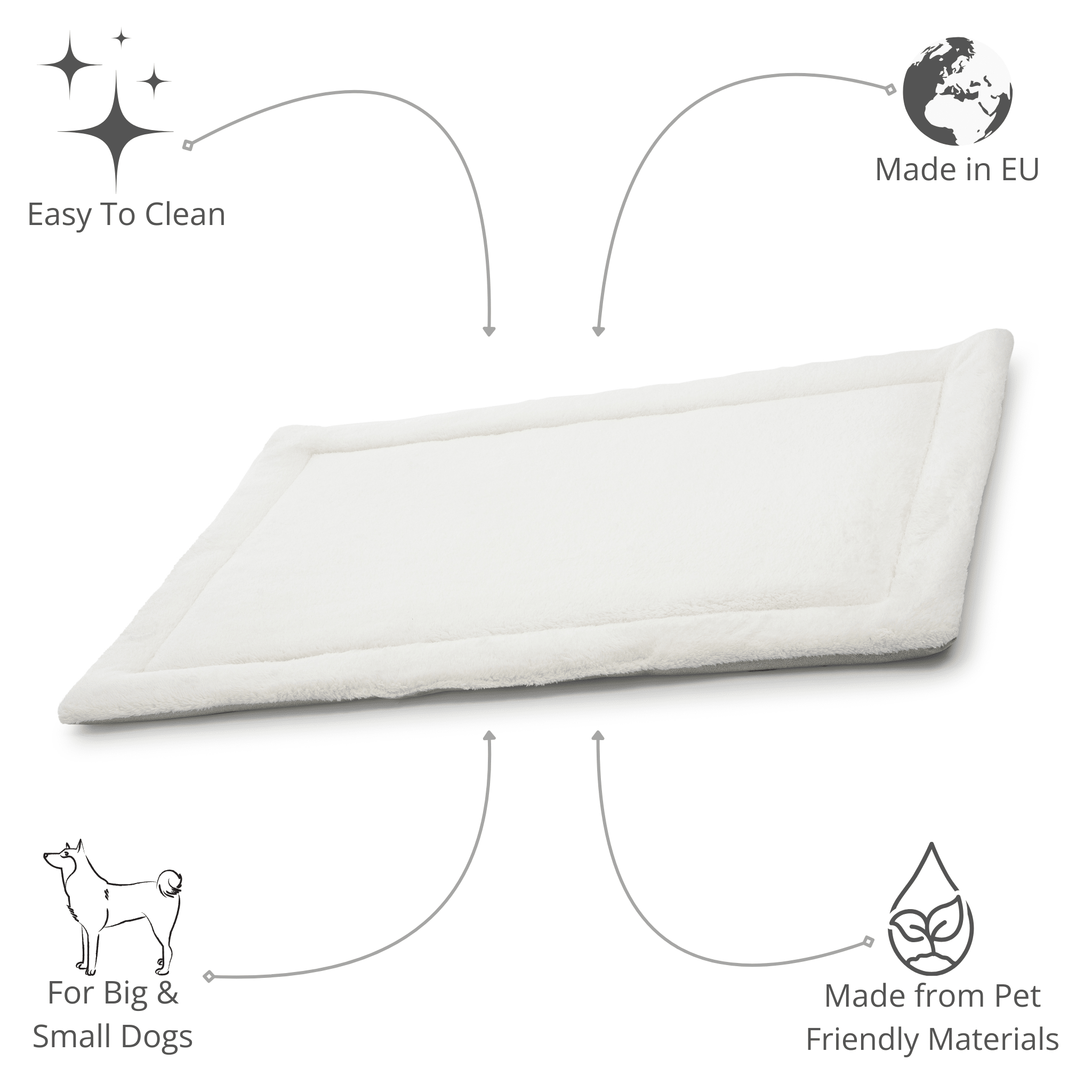 Timeless Crate Friendly Dog Mattress Teddy Cover Blanket White laid flat highlighting soft texture and plush design, gallery position 1, file 51.png
