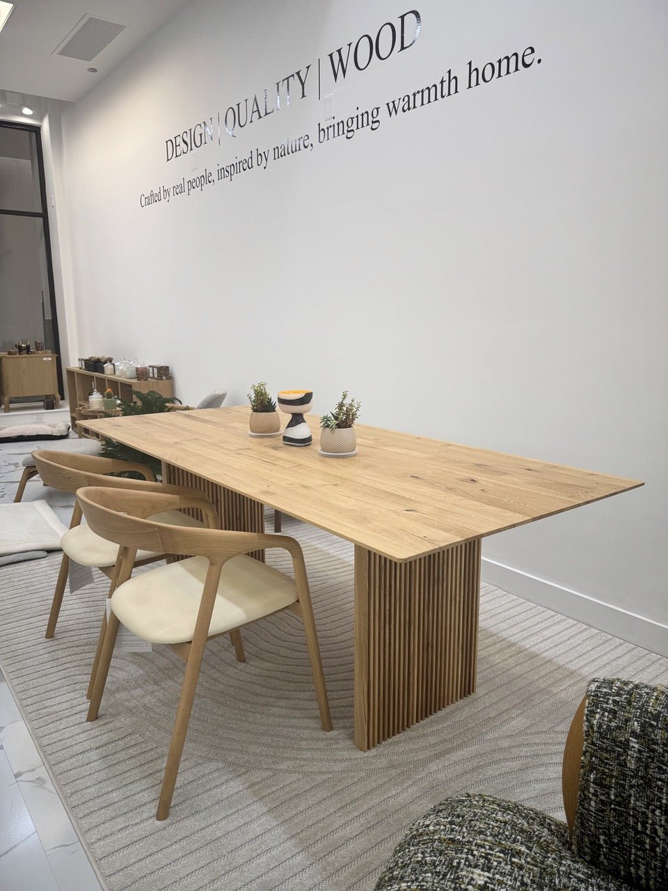 Tommy Solid Oak Dining Table – Handcrafted & Extendable with vertical slatted base, natural oak grain, minimalist Scandinavian design, gallery 1 Tommy_oak_dining_table_1.jpg