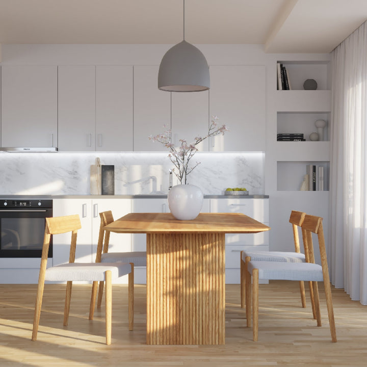 Tommy solid oak extendable dining table with natural oil-wax finish and handcrafted design