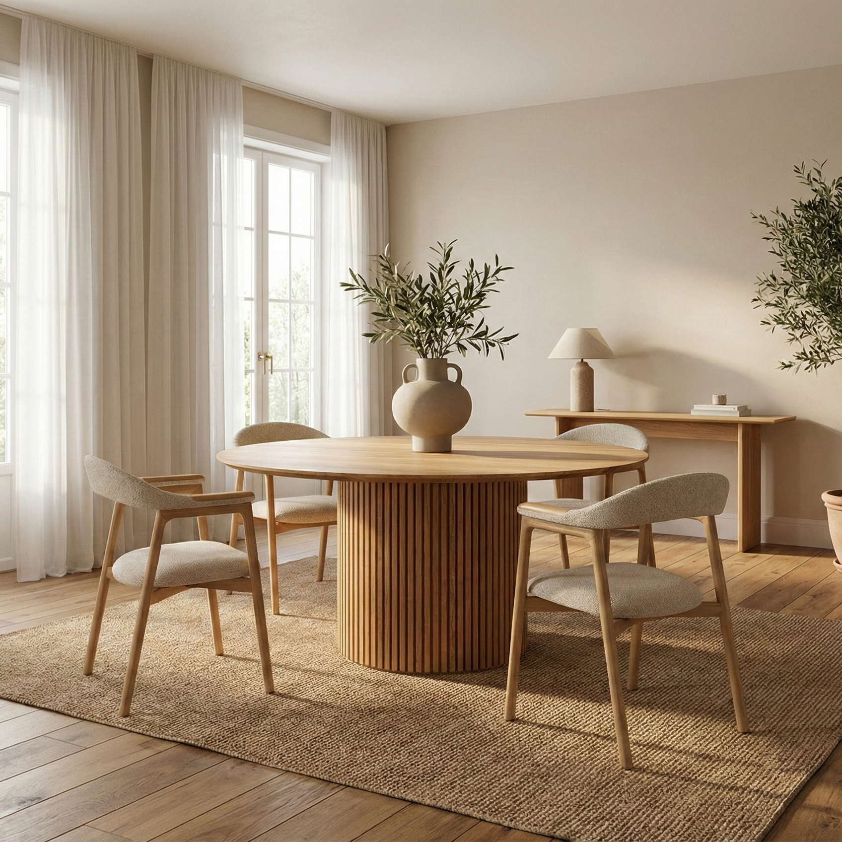 Oslo Round Dining Table - Real American Oak Wood