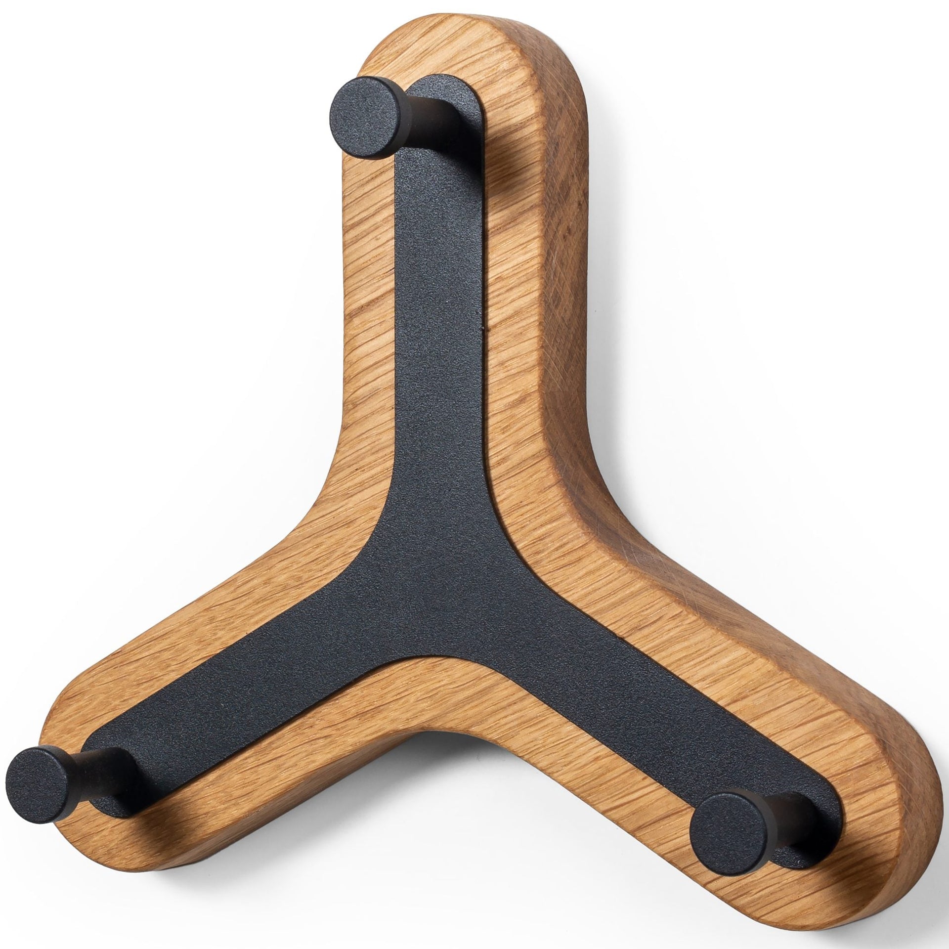 Wall Mounted Coat Rack - Premium Handmade Oak Wood & Metal, 3 knobs