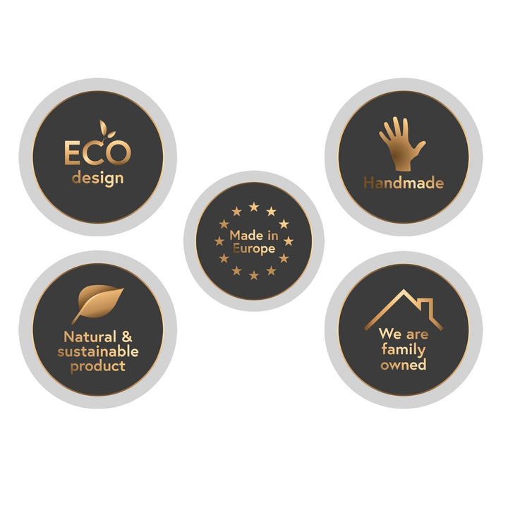 Wall Mounted Coat Rack - Handmade Oak Wood & Metal 3 knobs label icons highlighting eco design, handmade, sustainable, family owned, made in Europe, gallery 1