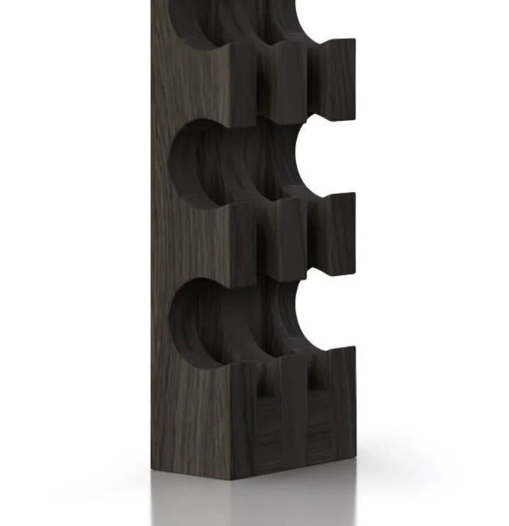 Wall-Mounted Espresso Finished Oak Wine Rack – Holds 9 Bottles with sculpted solid oak craftsmanship and minimalist design