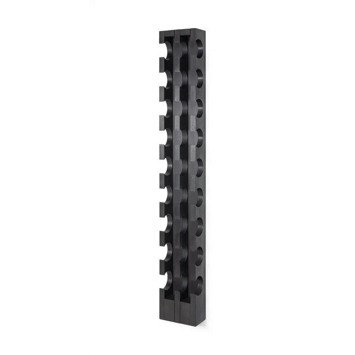 Wall-Mounted Espresso Finished Oak Wine Rack – Holds 9 Bottles with tall vertical solid oak design in espresso finish