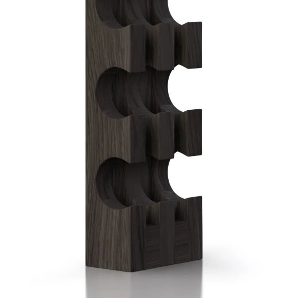 Wall-Mounted Oak Wine Rack for 6 Bottles In Espresso Finish with handcrafted solid oak and minimalist design